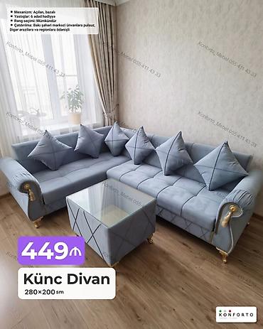 Ev və bağ: Künc Divan – 280×200 sm - Mexanizm: açılan, bazalı (yataq funksiyası — 1
