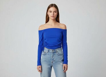 asymetryczna bluzki na jedno ramię: Bershka, Bluzka damska, rozmiar XS