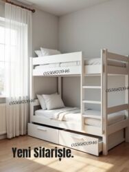 İkimərtəbəli uşaq çarpayıları: Oğlan və qız üçün, Yeni, Çarpayı, Matras ilə, Siyirməli, Laminat — 14