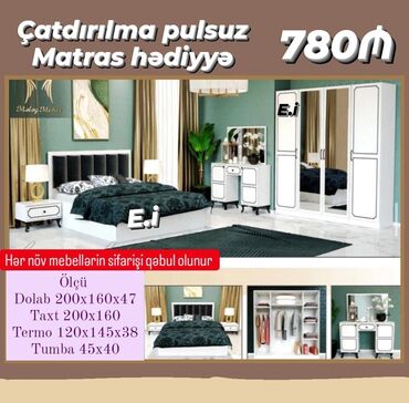 yeni yataq mebel destleri: *Yataq Dəsti 780Azn💥* 🎁Matras hədiyyə ✔️Rəng seçimi var *✔️Şəhər