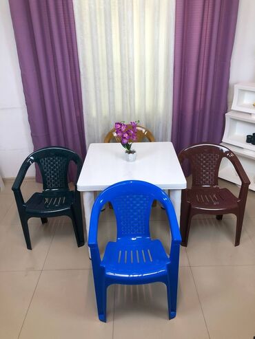Bağ, çöl masa və oturacaq dəstləri: Yeni, Kvadrat masa, 4 stul, Açılmayan, Stullar ilə, Plastik, Azərbaycan — 3
