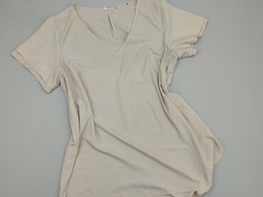 białe t shirty ze złotym nadrukiem: Блуза жіноча, L, стан - Ідеальний