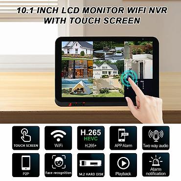 notebook ekranlari: 8 kanalli wifi 10.1 inch LCD NVR (xmeye, icsee) 2 mikro sd kart — 2