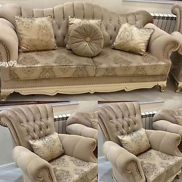 fort salon: Divan və 2 kreslodan ibarət klassik yumşaq mebel dəsti. Dəstə 1 ədəd — 1
