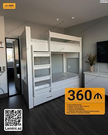 İki mərtəbəli çarpayı – La Mini (Kod: 2110) - Ölçülər: D 90 × H 180 ×