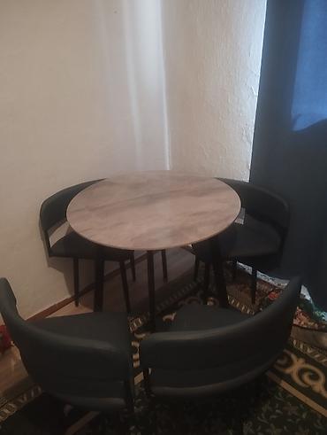study table: Обеденная группа: круглый стол + 4 стула. - Стол: круглая столешница — 1
