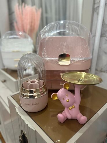 купить туалетный столик с зеркалом и подсветкой бу: Набор для хранения косметики и украшений в нежных оттенках (розовый и