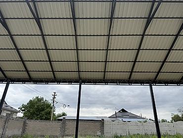 кровля навеса: Навес из металлоконструкций с двускатной крышей - Каркас: стальные — 6