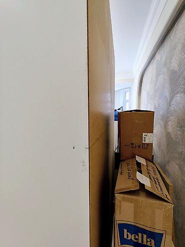standing mirror: Белый модульный шкаф-купе (без фасада) - Материал: ЛДСП белого цвета — 4