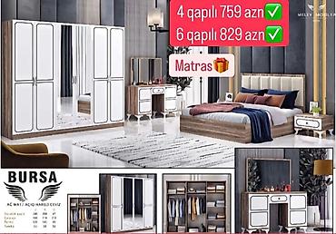 termo mebel: İkinəfərlik çarpayı, Dolab, 2 tumba, Termo, Azərbaycan, Yeni — 1