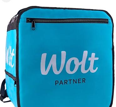 Wolt Partner çatdırılma çantası - Rəng: mavi, qara kənar tikişlər -