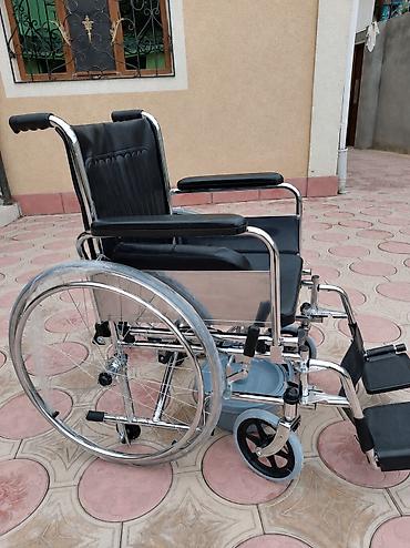 Xəstələr üçün unitazlar: Tualetli əlil arabası - Metallik xrom örtüklü möhkəm çərçivə - — 16