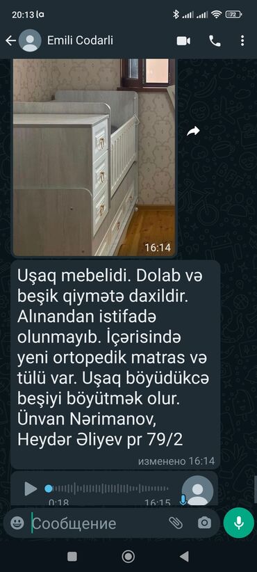 isdemis mebeler: Oğlan və qız üçün, Azərbaycan, İşlənmiş