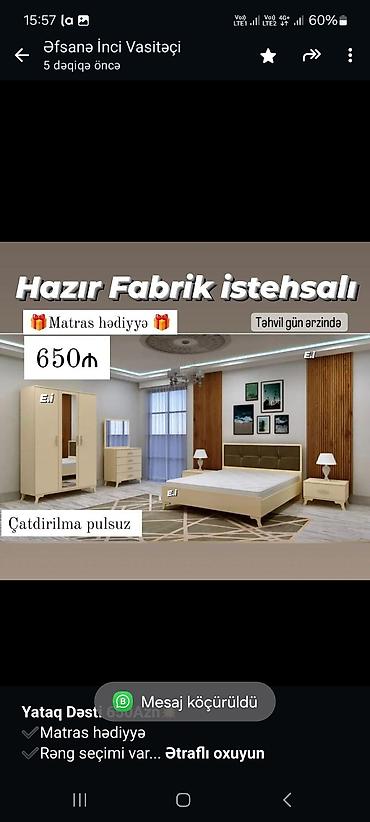 bagca mebel: *Yataq Dəsti 650Azn💥* ✔️Matras hədiyyə ✔️Rəng seçimi var *✔️ — 2