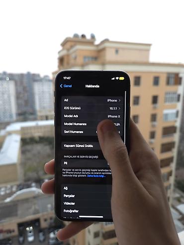 Apple iPhone: IPhone X, 64 GB, Qara, Zəmanət, Face ID, Sənədlərlə — 8