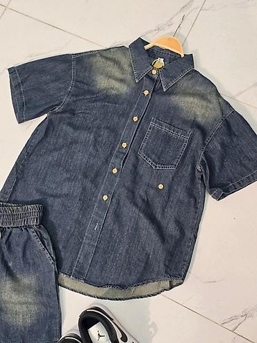 Костюмы с шортами: Джинсовый комплект: рубашка с коротким рукавом + шорты 😍😍😍 стильная — 9