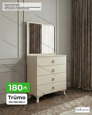 mebel termo: Trümo – 40×180×80 sm - Klassik dizaynlı, 4 çekmecəli trümo - Üst — 1