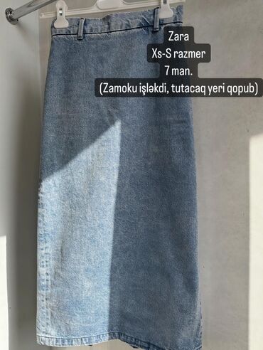 Jiletlər: Midi Ətək, Zara, Cins, XS (EU 34)