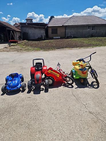 bicikla kolica za decu: Set de dečjih vozila na guranje i pedale - Plavi karting-auto na — 2