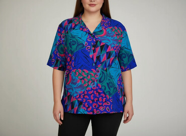 bluzki na krótki rękaw damskie: Women's blouse, size 3XL