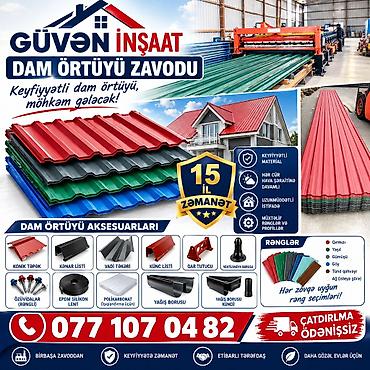 dam ortuyu: Müasir dam örtüyü zavodu və quraşdırılması işə və mala rəsmi zəmanət — 1