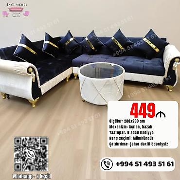 sultan macun: L‑formal üslubda L‑şəkilli yumşaq dəst - Ölçü: 280×200 sm - Mexanizm — 1