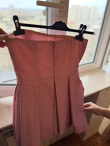 Qadın geyimləri: Mini don – çəhrayı, straplez model. - Parça: yüngül parıltılı toxuma — 4