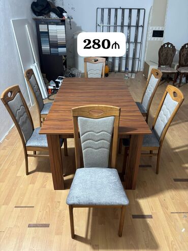 Digər restoran, kafe avadanlığı: Qonaq otağı üçün, İşlənmiş, Dördbucaq masa, 6 stul