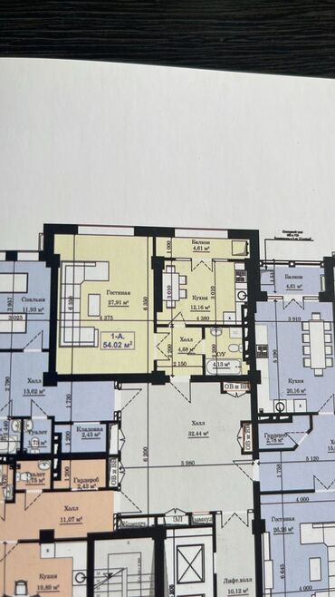 1 комнатная квартира юг 2: 1 комната, 54 м², Элитка, 12 этаж, ПСО (под самоотделку)