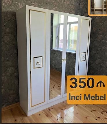 embawood dolab: Yeni, 4 qapılı, Güzgülü, Ağ, Açılan, Düz dolab — 1