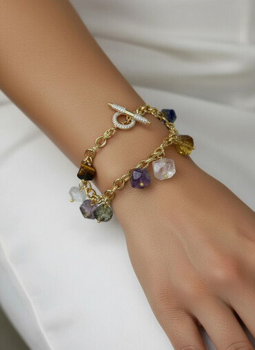 Bijuteriya dəstləri: Qadın bijuteriyası – təbii daşlı qolbaqlar və boyunbağılar seti - — 1