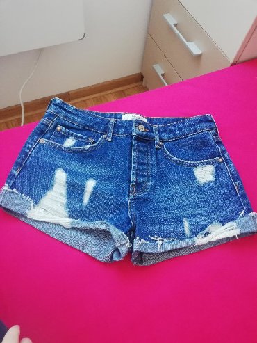 pantalone džeparice: XS (EU 34), Cotton, color - Light blue, Single-colored