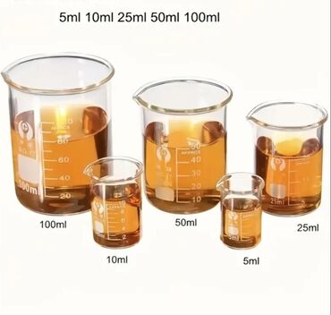 Qaynaq maskaları: Laboratoriya stəkan dəsti (5 ədəd) - Ölçmə şkalası: 5 ml, 10 ml, 25
