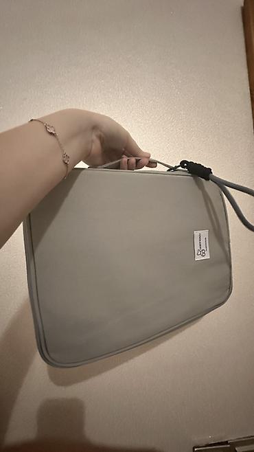 noutbuk ucun cantalar: Südlü-boz rəngdə laptop/planşet üçün qol çantası - Material: Yumşaq — 4