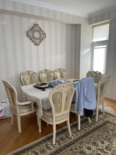 Masalar: Qonaq otağı üçün, Açılmayan, Dördbucaq masa, 6 stul