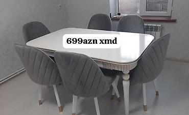 6 nəfərlik yemək masası dəsti - Dəst: 1 ədəd yemək masası + 6 ədəd