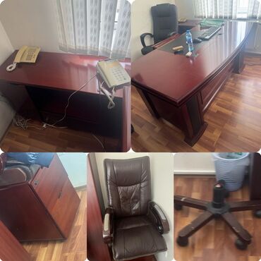 купить компьютерный стол бу: Ofis mebeli. 300azn. temiz taxta. kresloda yungul difekt var deye