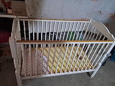 çilek beşik: Ağ rəngli taxta beşik - Material: möhkəm taxta, dairəvi frezəli — 6