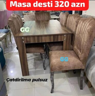 Çarpayılar: Qonaq otağı üçün, Yeni, Açılmayan, Dördbucaq masa, 6 stul
