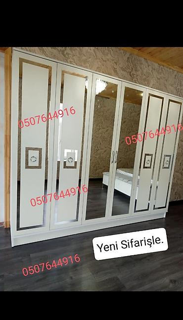 kreslo tek: Düz dolab, Yataq otağı üçün, Paltar üçün, Açılan, Korpuslu, 6 qapı — 5
