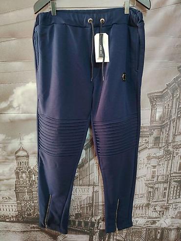 Muške trenerke/jogger pantalone – tamnoplave - Materijal: meki pamučni — 1