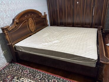тумбочки прикроватные кожаные: Уктоочу бөлмө гарнитуру, Эки кишилик керебет, Жыгач, түсү - Күрөң