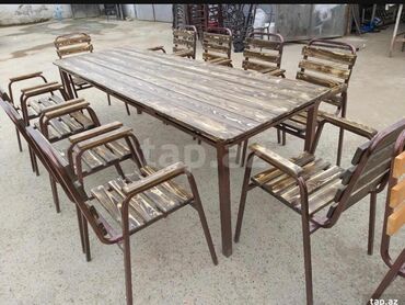 Bağ, çöl masa və oturacaq dəstləri: Yeni, Dördbucaq masa, 4 stul, Açılmayan, Stullar ilə, Taxta, Azərbaycan — 7