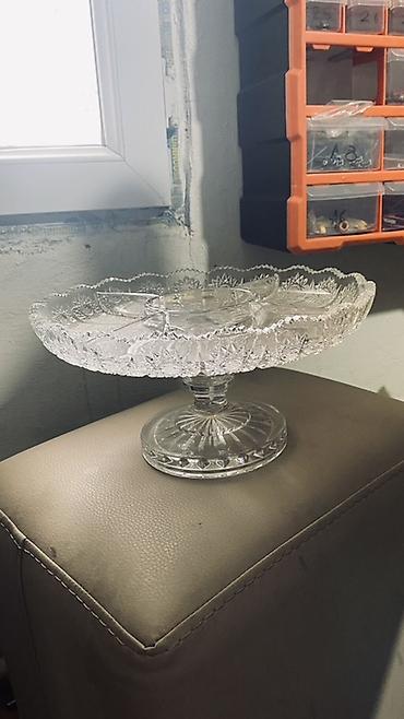 Ev və bağ: Şüşə servis qabı – ayaqlı, bölməli - Material: şəffaf şüşə/kristal — 2