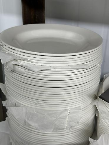 Белые обеденные тарелки из прочной керамики/фарфора, классическая