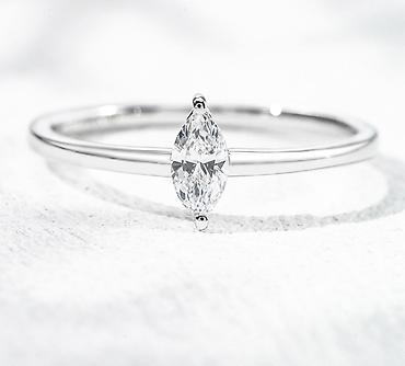Кольца: 💍 Кольцо из белого золота 750 пробы с лабораторным бриллиантом • — 6