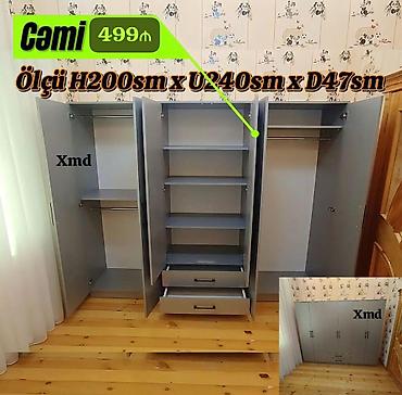 taxta rəf: Geniş tutumlu 3 qapılı paltar dolabı - Ölçü: H 200 sm x U 240 sm x D — 1