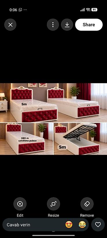 Yeni, Təknəfərlik çarpayı, Bazalı, Matras ilə, Siyirməsiz