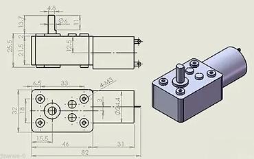 nonius merenje: DC reduktor motor 12 V – metalni zupčanici, izlazna osovina 4 mm — 4