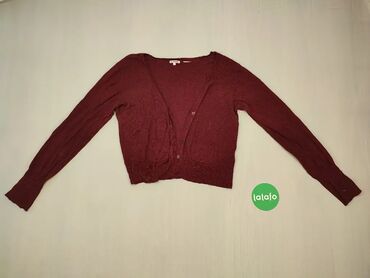 Sweter rozpinany, L (EU 40), wzór - Jednolity kolor, kolor - Bordowy